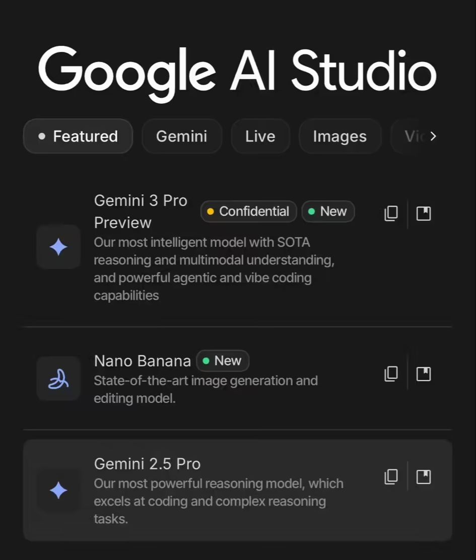 Gemini 3 Pro Preview 模型已上线谷歌 AI Studio