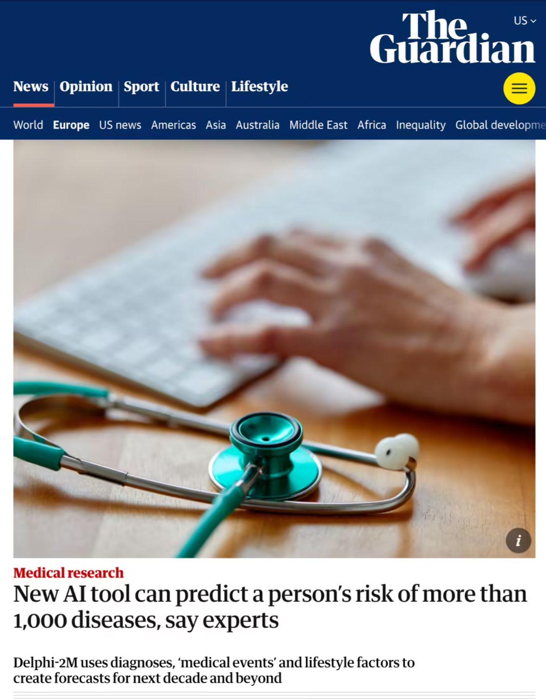 德国癌症研究中心等机构开发新型 AI 工具，可预测超 1000 种疾病风险 - 兰州联臻能源网