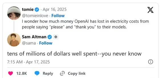 对 ChatGPT 说“谢谢”，竟给 OpenAI 带来“数千万美元”开销 - 兰州联臻能源网