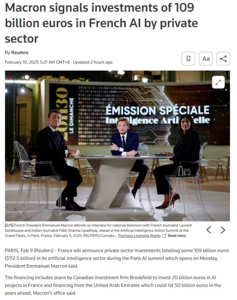 法国 AI 产业将迎 1090 亿欧元私人投资，阿联酋有望独揽其中 500 亿欧 - 兰州联臻能源网