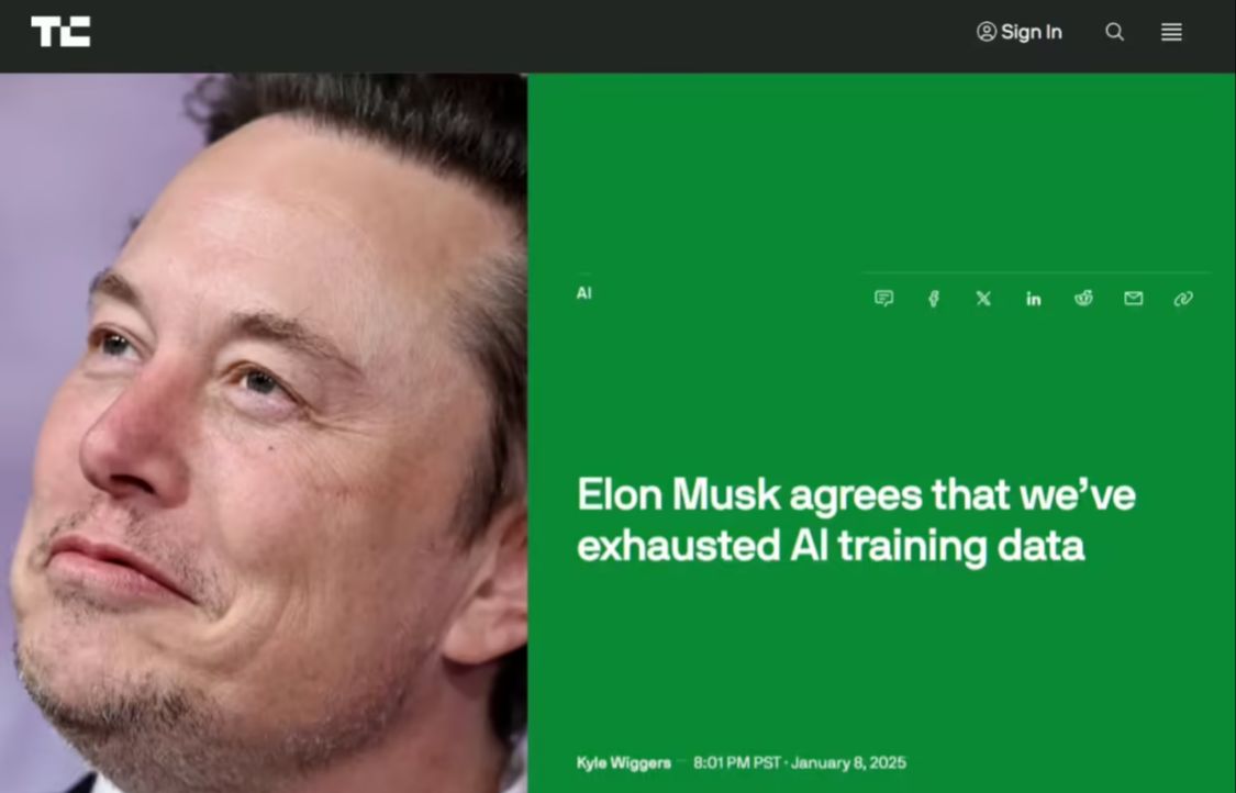 马斯克：现实世界中用于训练 AI 模型的数据已经所剩无几 - 兰州联臻能源网