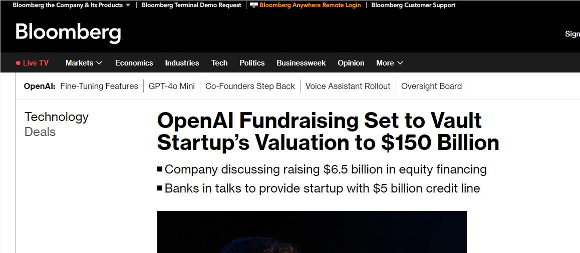 OpenAI 计划再融资65亿美元，估值