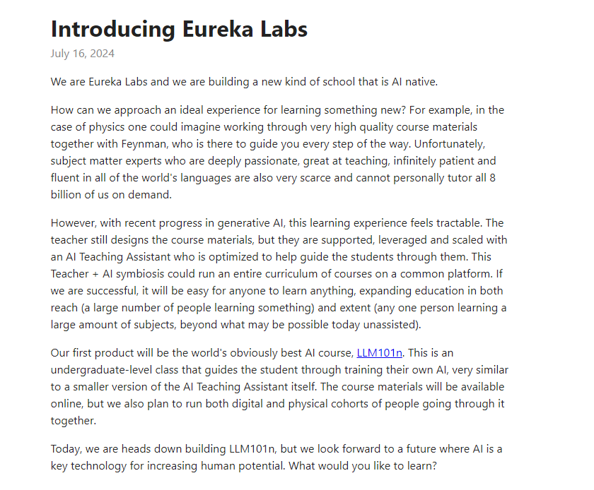 前OpenAI和特斯拉顶尖工程师创办AI原生学校Eureka Labs - 兰州联臻能源网