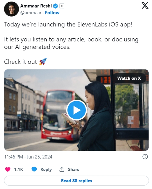 ElevenLabs推首个iOS应用Reader，可将任何文本转化为AI语音 - 兰州联臻能源网