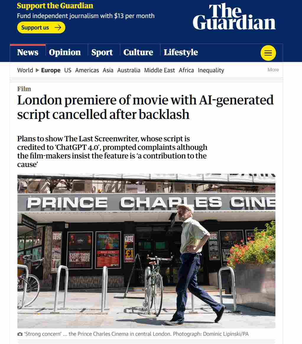 差评如潮，“首部”AI 制作电影《最后的