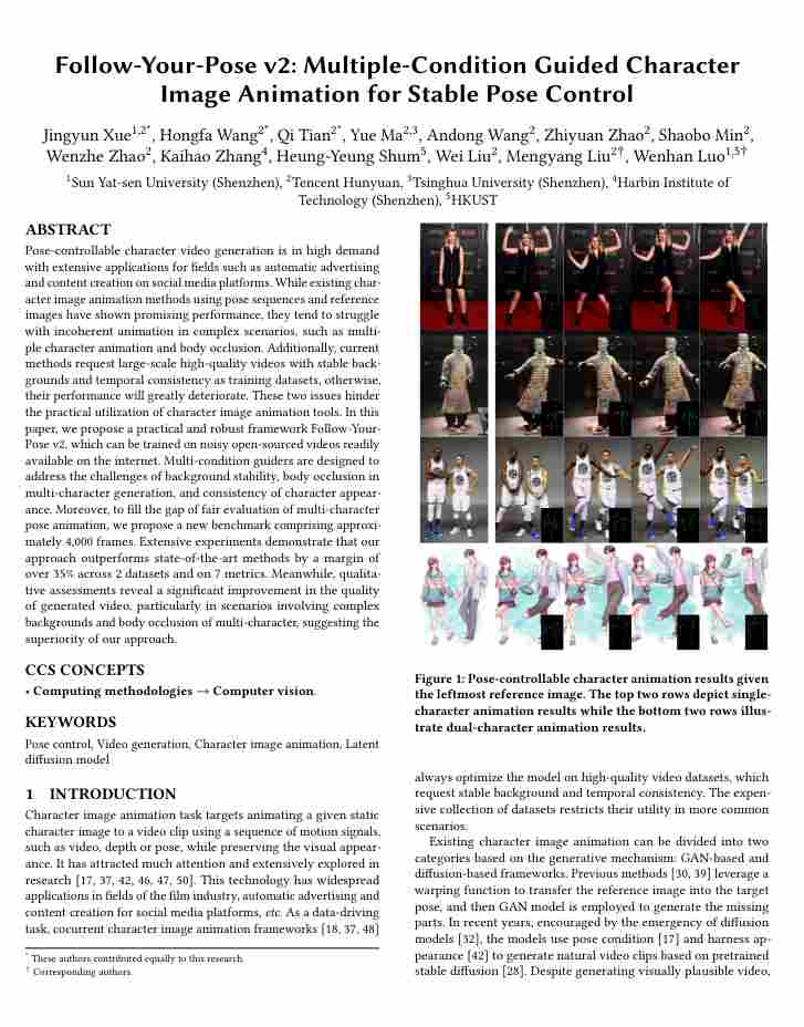 腾讯联合中山大学、港科大推出图生视频模型“Follow-Your-Pose-v2”