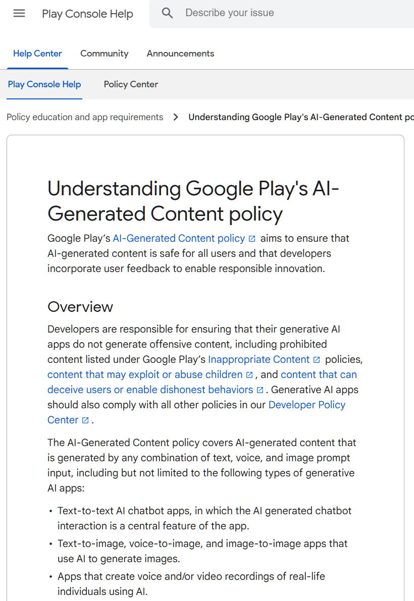 谷歌 Play商店宣布整顿生成式 AI 类 App：必须限制不当内容传播