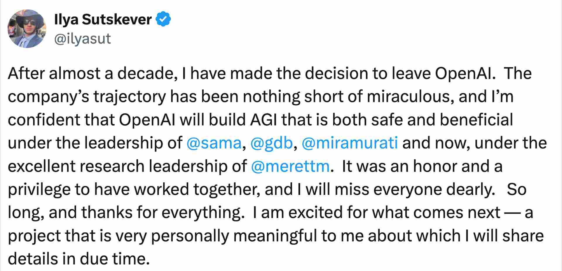 OpenAI 联合创始人兼首席科学家 Ilya Sutskever 宣布离职，将 - 兰州联臻能源网