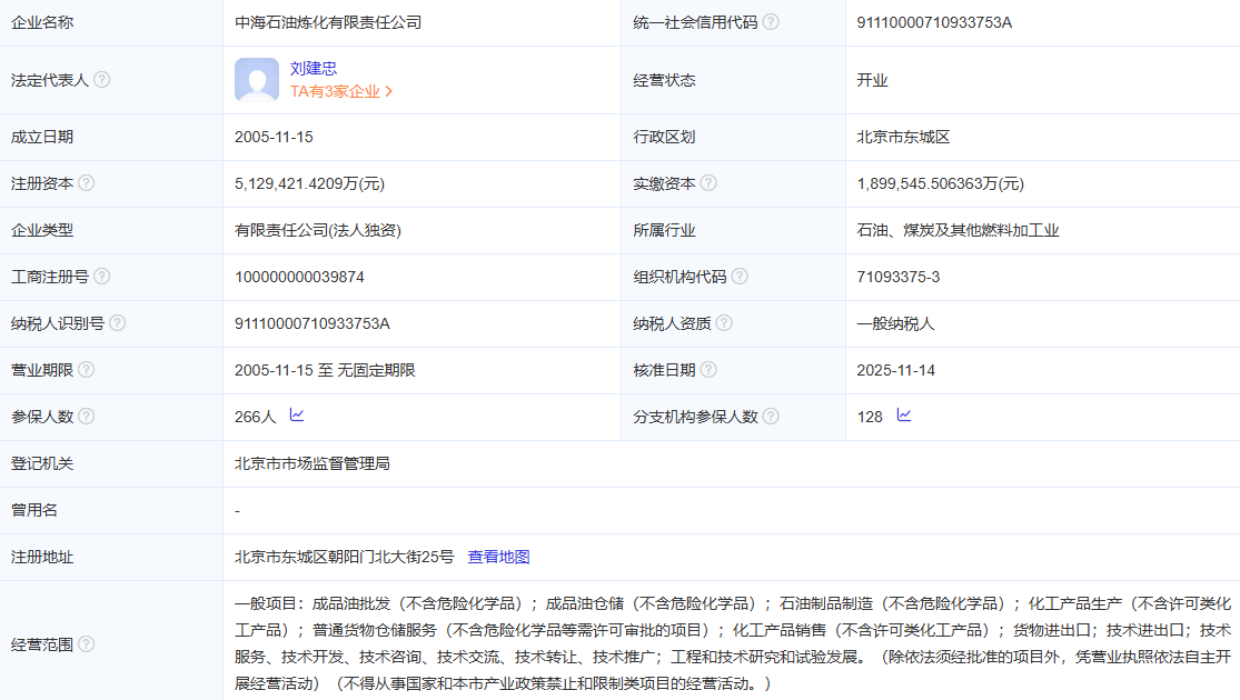 中国海油子公司，增资至512亿元