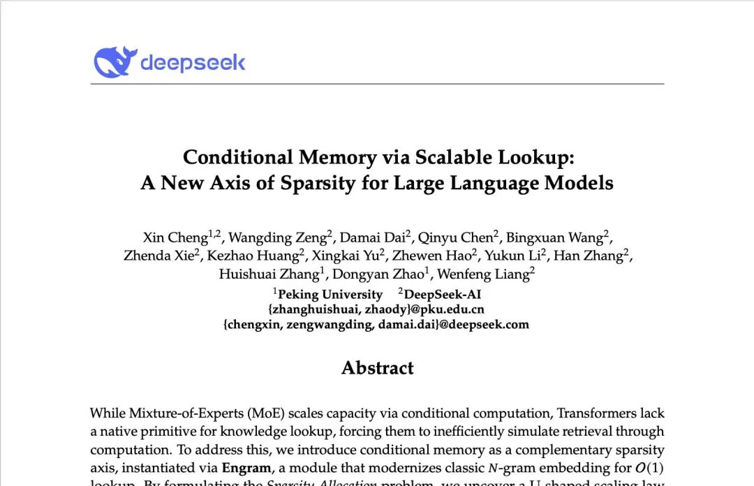 3caef47dj00t8sdf1002hd000u000jcm 梁文锋署名新论文曝光:DeepSeek V4 或引入全新记忆架构